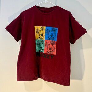 Dark Red/Maroon Mickey Mouse T-Shirt - M